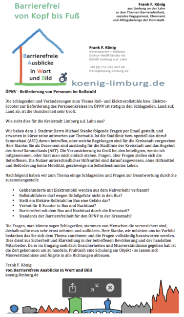 Brief an den 1. Stadtrat der Kreisstadt