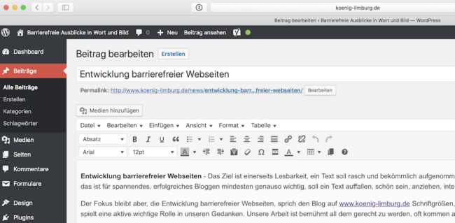 Entwicklung barrierefreier Webseiten