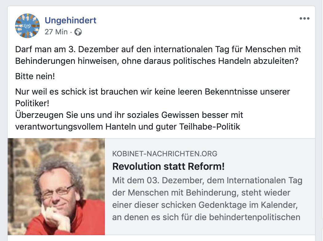 Internationale Tag der Menschen mit Behinderung